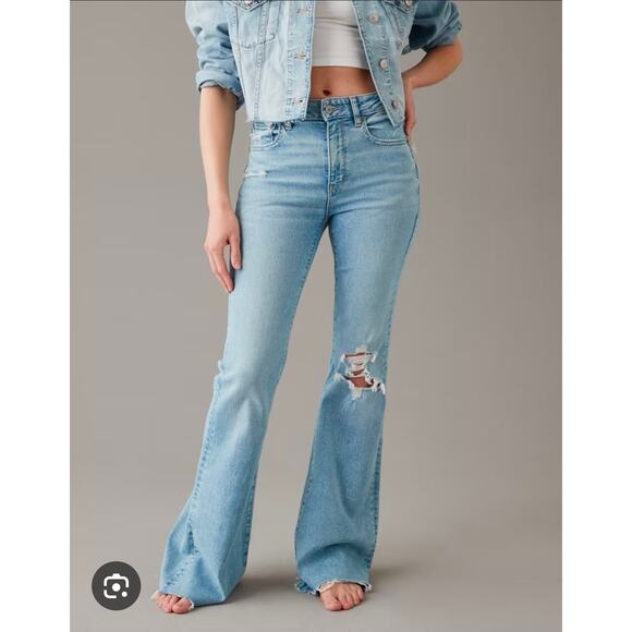 American Eagle Outfitters Denim - American Eagle AE Next Level Ripped Super High-Waisted Flare Jean 00R